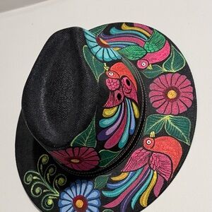 Colorful Floral and Bird Patterned Hat / Sombrero